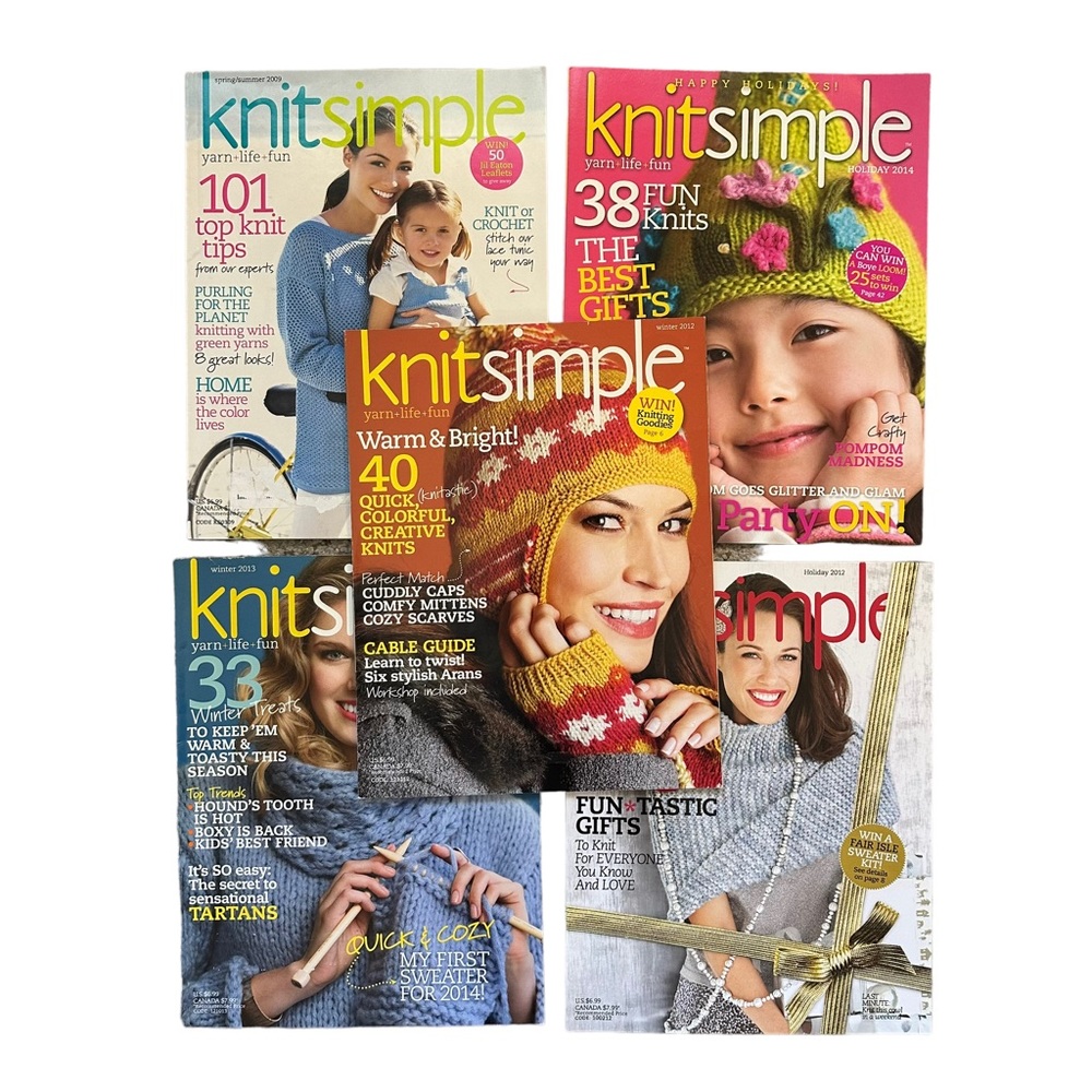 Lot of 5 Assorted Knit Simple Magazines (2008-2014)